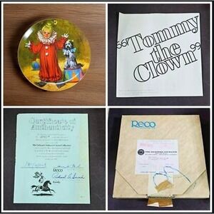 Reco Tommy The Clown Plate John McClelland Childrens Circus 1982 Vtg Box COA